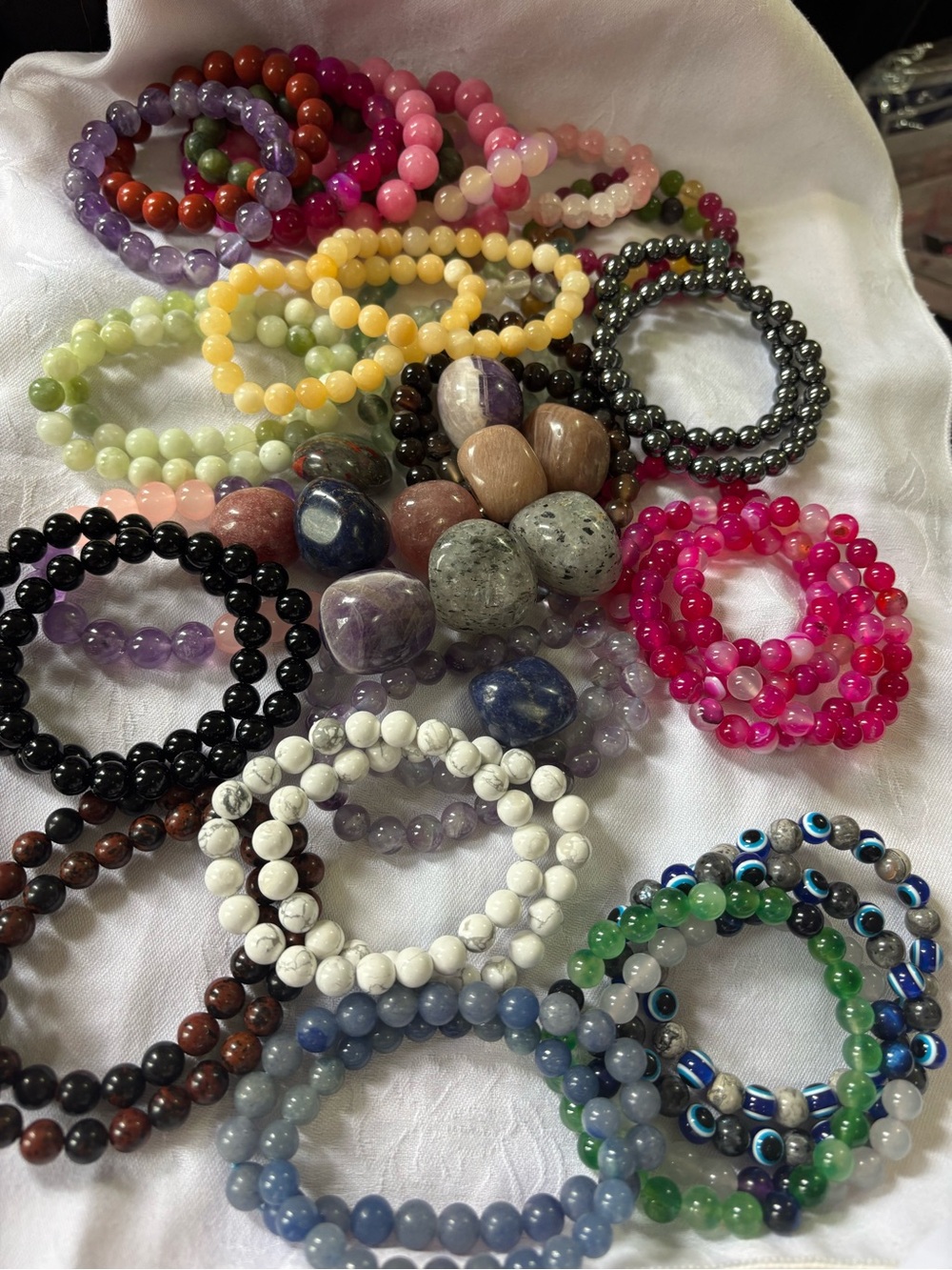 Assorted Multicolor Gemstone Beaded Stretch Bracelets - MADDY’s BUNDLE